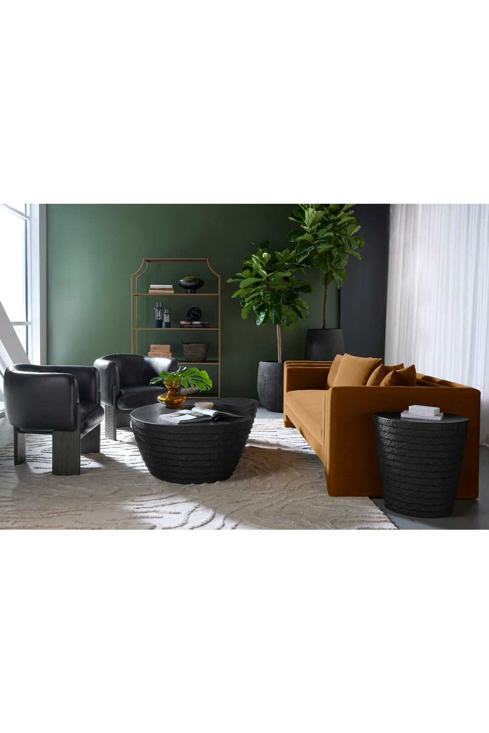 Modern European furniture - Black Ridged Indoor/Outdoor End Table - www.oroa.com
