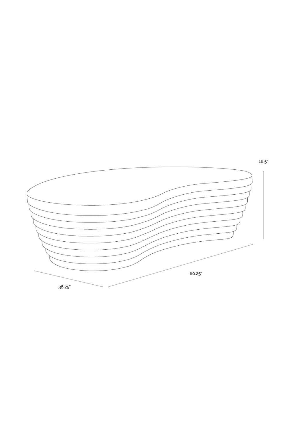 Black Curved Indoor/Outdoor Coffee Table by Splendido Mojave, alternate view 11