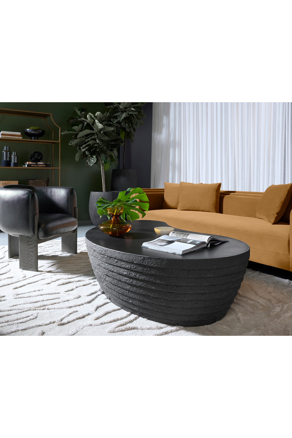 Black Curved Indoor/Outdoor Coffee Table by Splendido Mojave, alternate view 8
