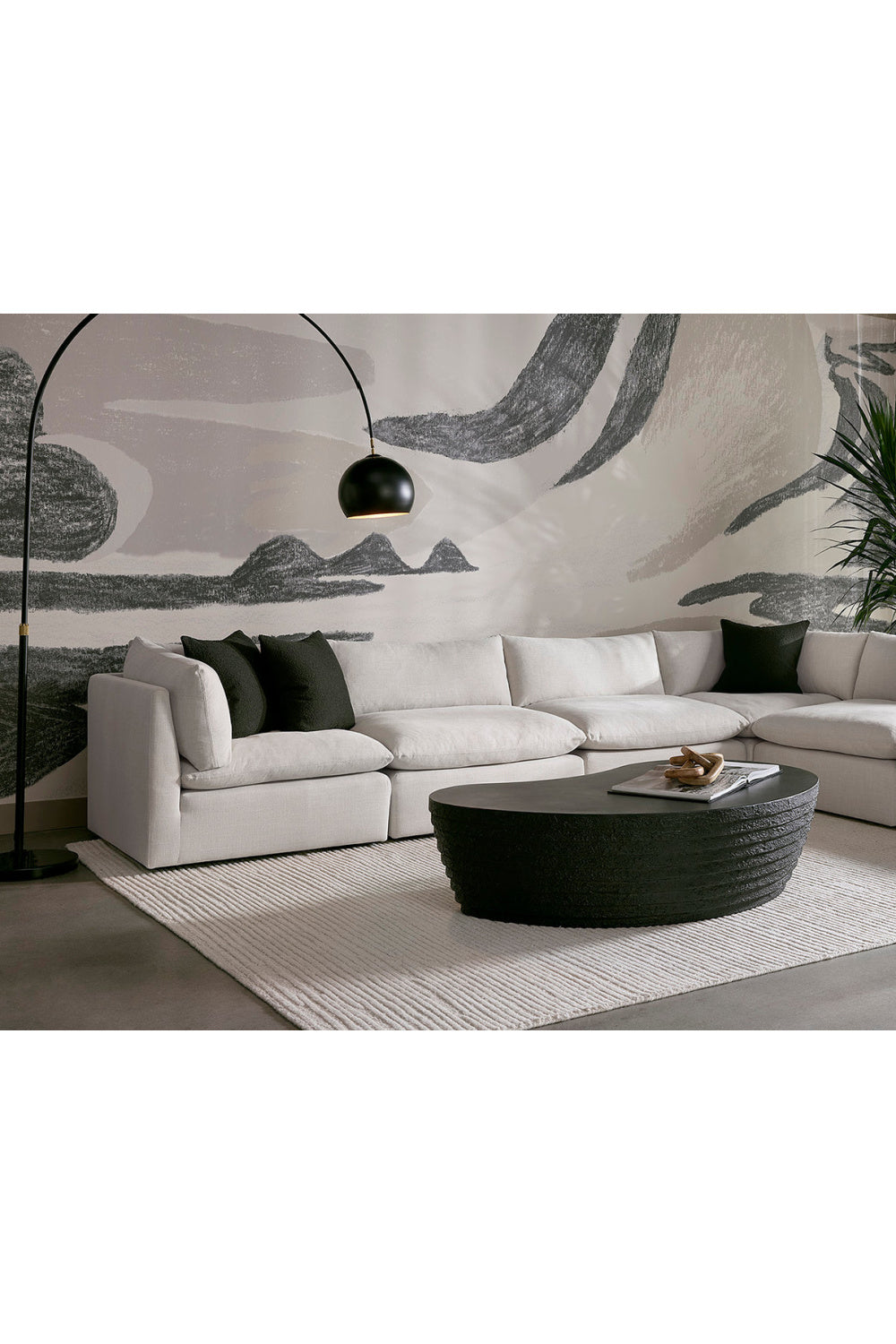 Black Curved Indoor/Outdoor Coffee Table by Splendido Mojave, alternate view 9