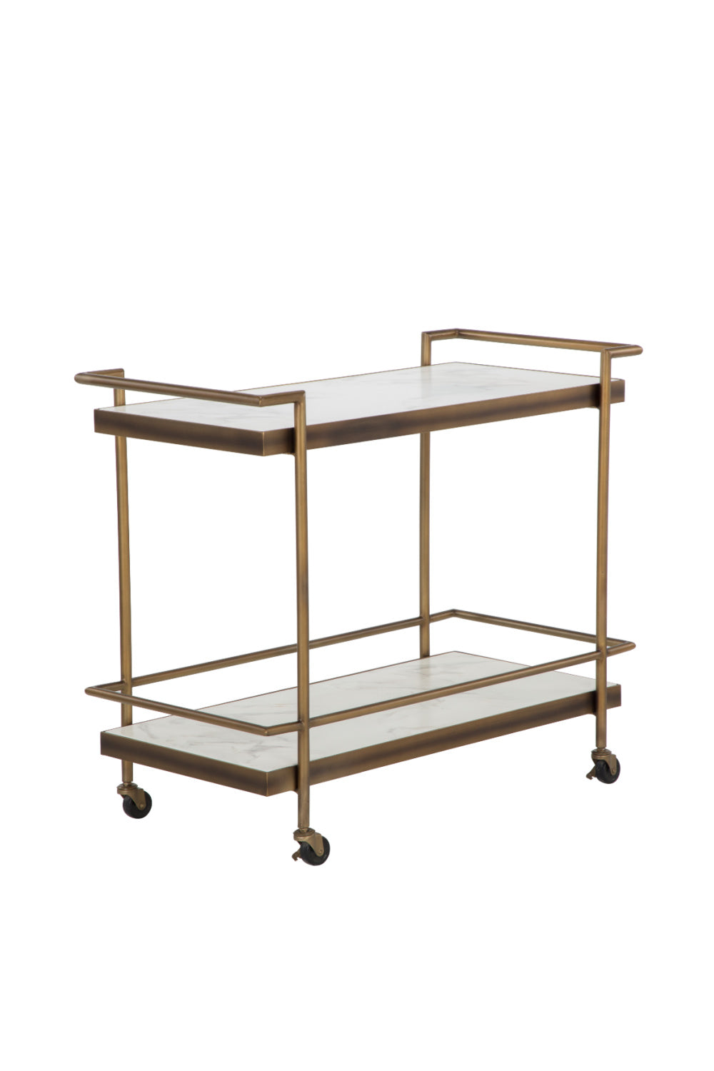 White Marble Look Bar Cart by Splendido Contardi Trolley, alternate view 3