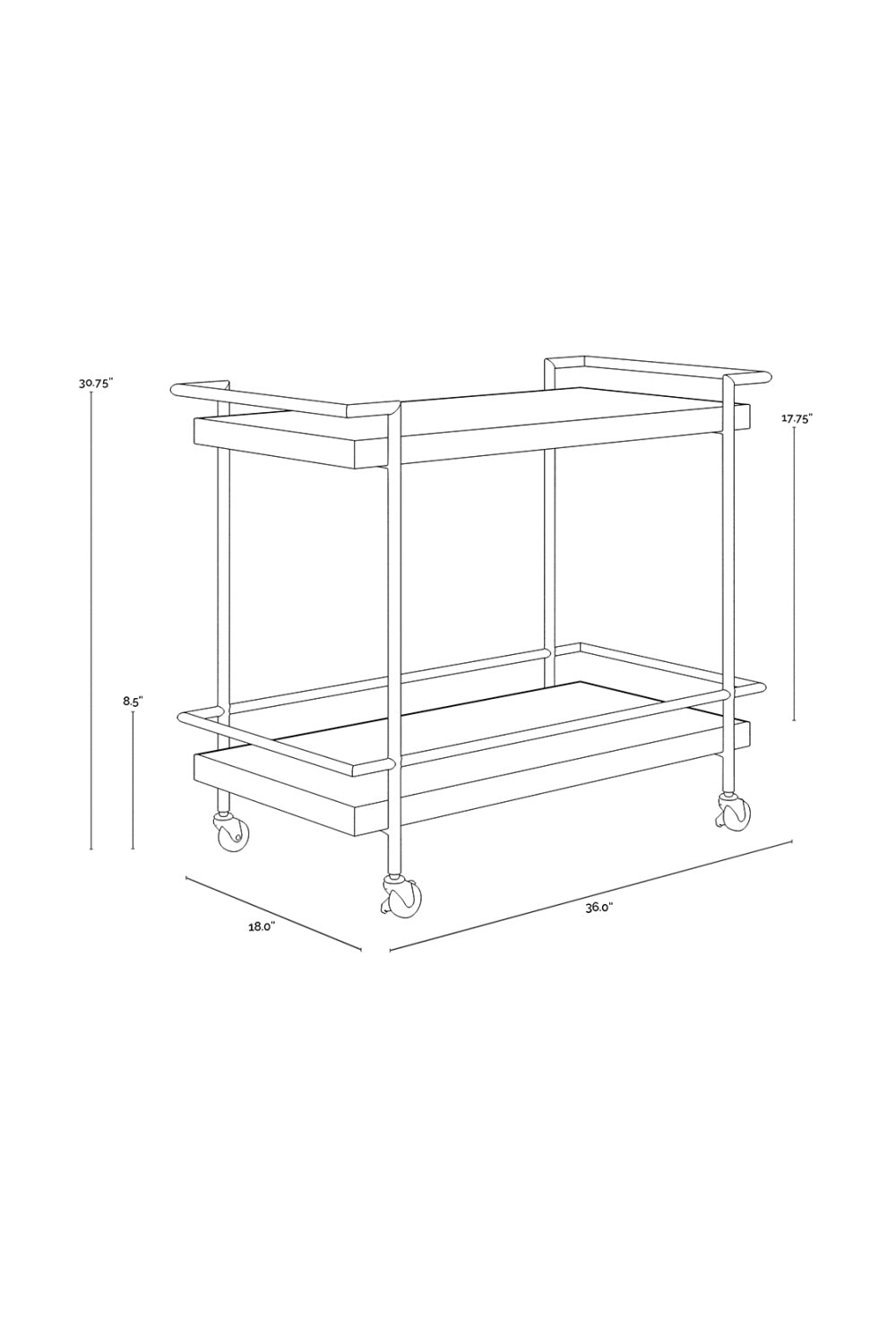 White Marble Look Bar Cart by Splendido Contardi Trolley, alternate view 8