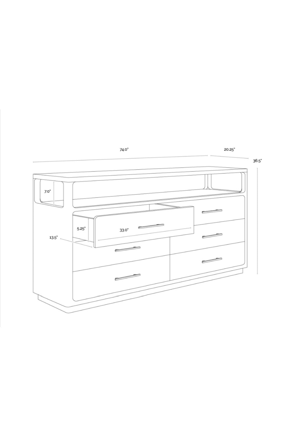 6-Drawer Oak Veneer Dresser by Splendido Danette, alternate view 8