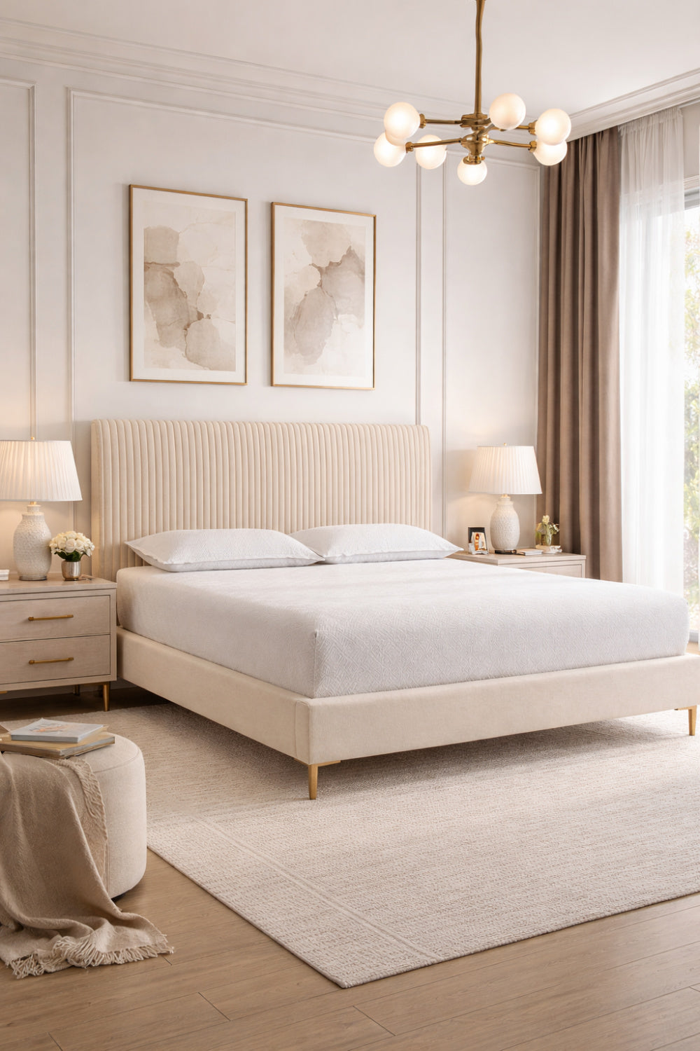 Vertical-Tufted Queen Bed by Splendido Harris, alternate view 2