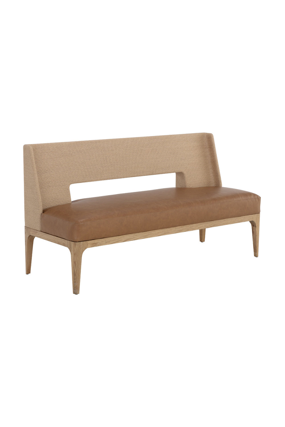 Brown Leather Seat Banquette by Splendido Brocco Bench