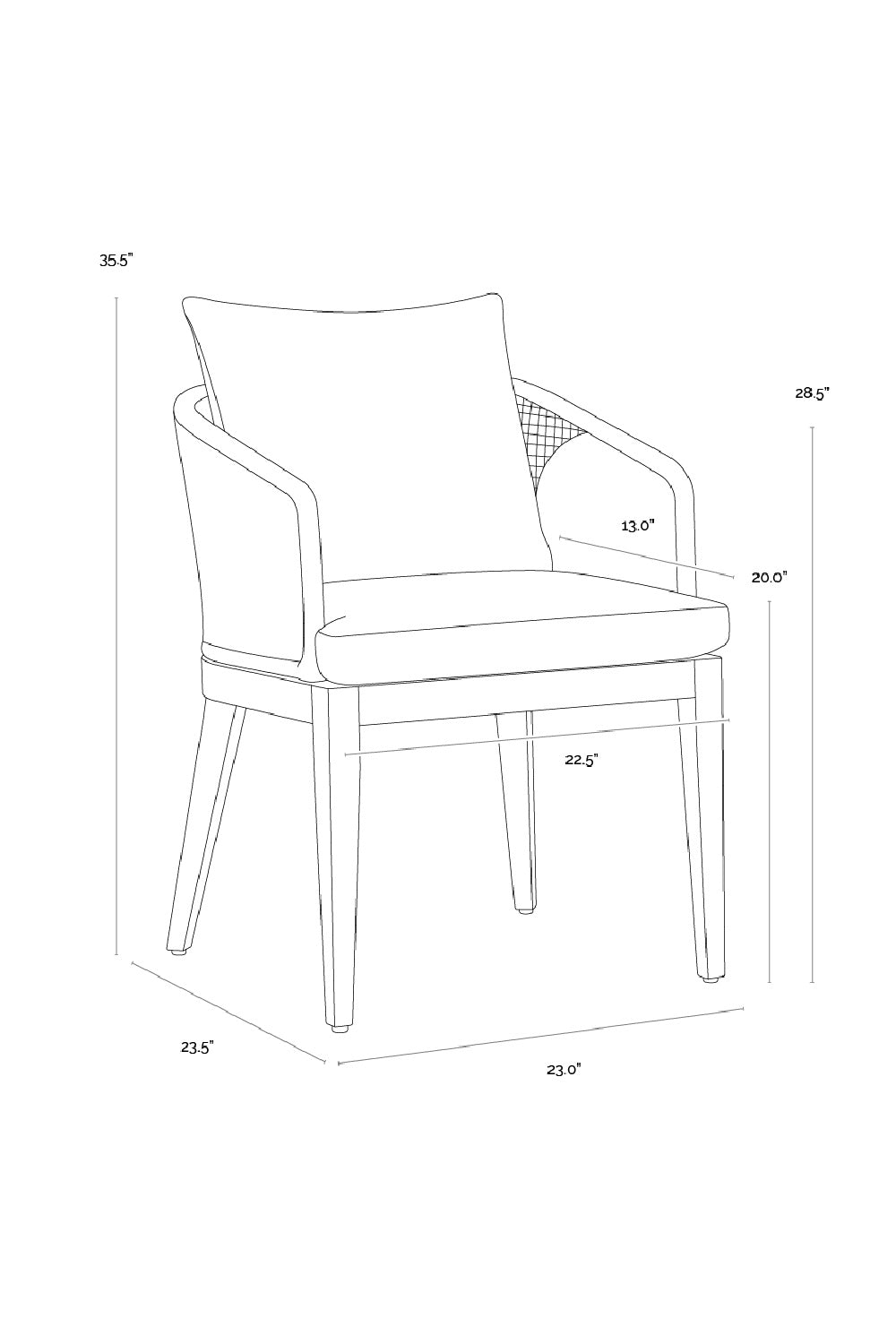 Contemporary Indoor/Outdoor Weave & Teak Dining Chair by Splendido Capri, alternate view 10