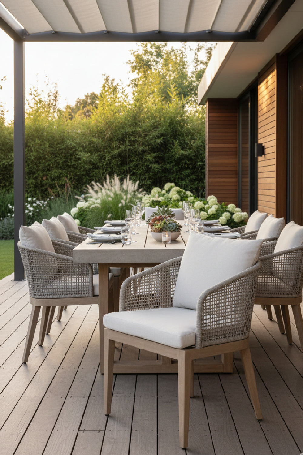 Contemporary Indoor/Outdoor Weave & Teak Dining Chair by Splendido Capri, alternate view 2
