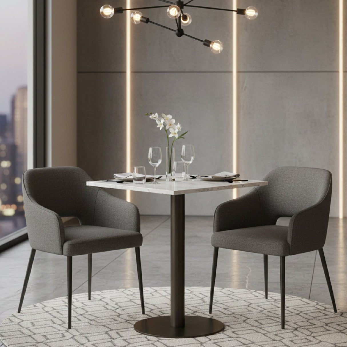 Square White Marble Bistro Table S by Splendido Claudia Dining Table, alternate view 2
