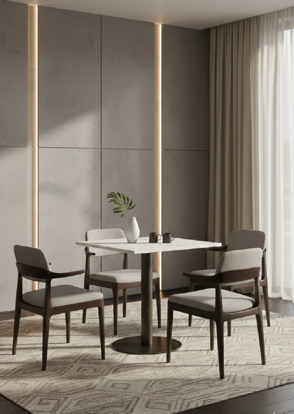 Square White Marble Bistro Table L by Splendido Claudia Dining Table, alternate view 2