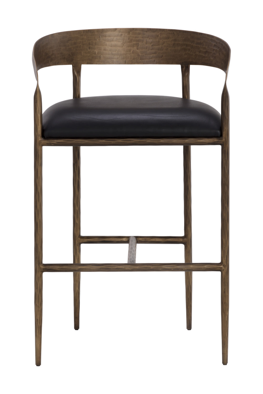 Hammered Metal Leather Bar Stool by Splendido Zanatta Barstool, alternate view 3