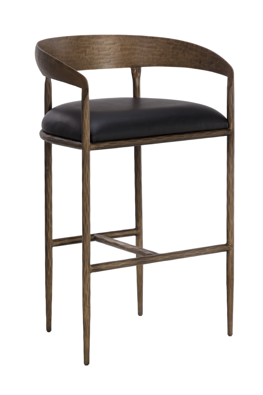 Hammered Metal Leather Bar Stool by Splendido Zanatta Barstool