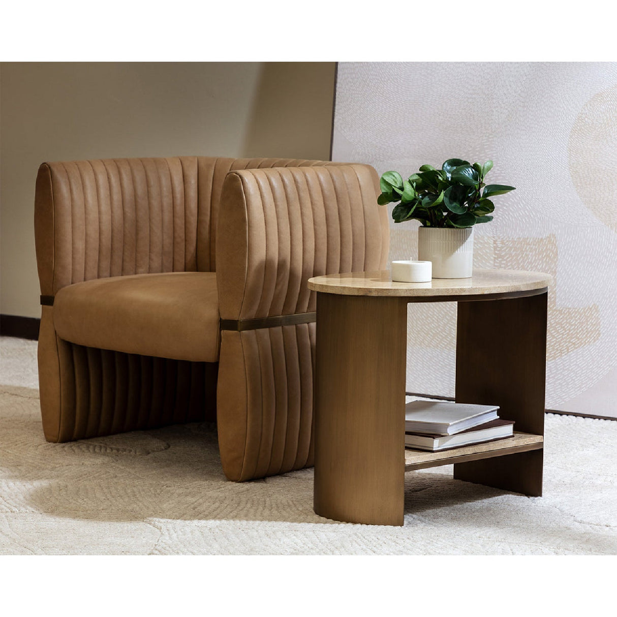 Leather Channeled Lounge Chair by Splendido Tryor Accent Chair, alternate view 15