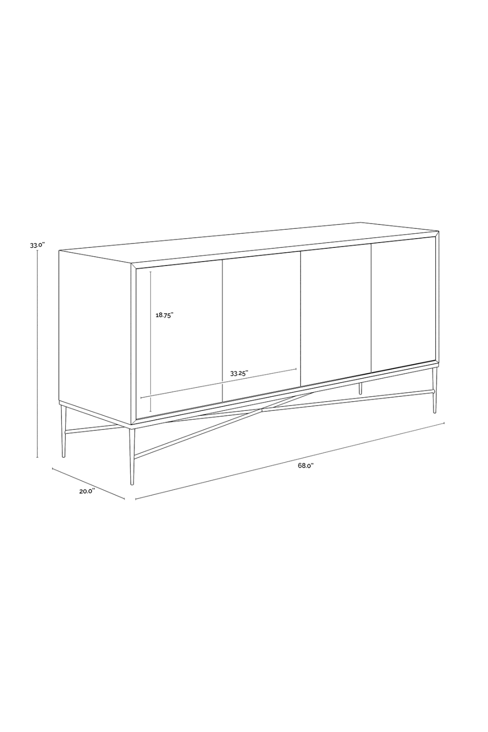 Gold 4-Door Sideboard by Splendido Algarve, alternate view 8