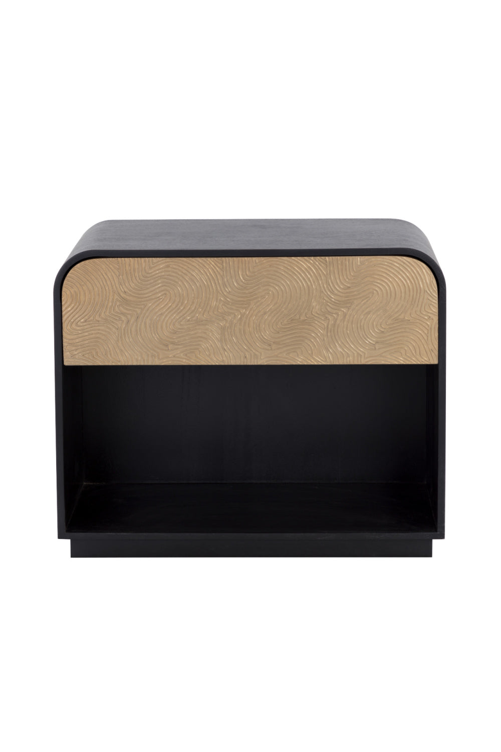 Champagne Gold Accented Black Nightstand by Splendido Algarve