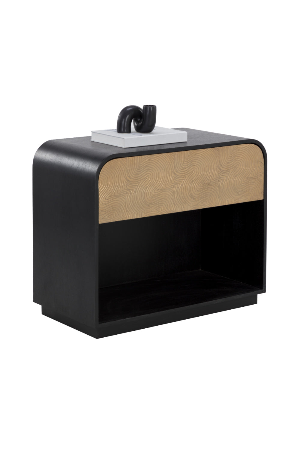 Champagne Gold Accented Black Nightstand by Splendido Algarve, alternate view 4