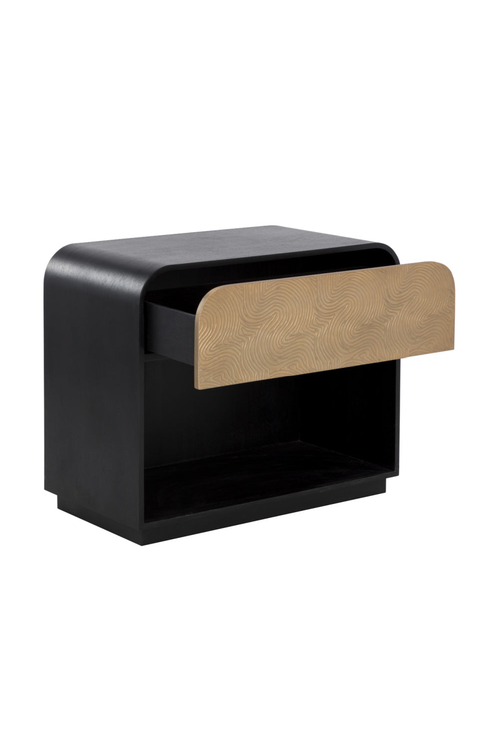 Modern European furniture - Champagne Gold Accented Black Nightstand - www.oroa.com