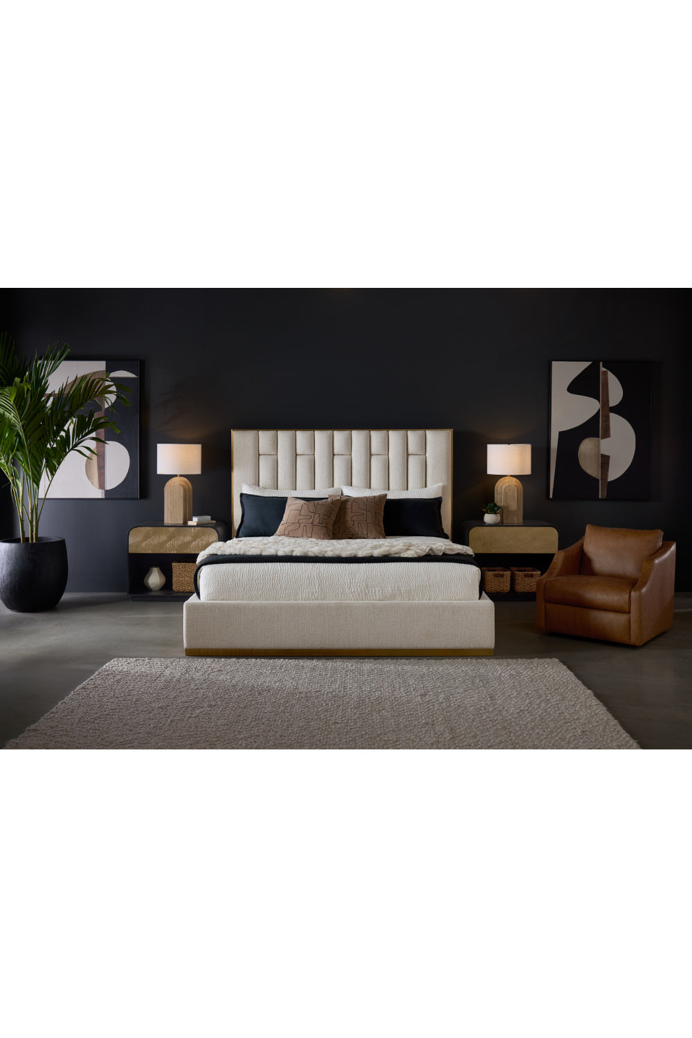 Champagne Gold Accented Black Nightstand by Splendido Algarve, alternate view 9