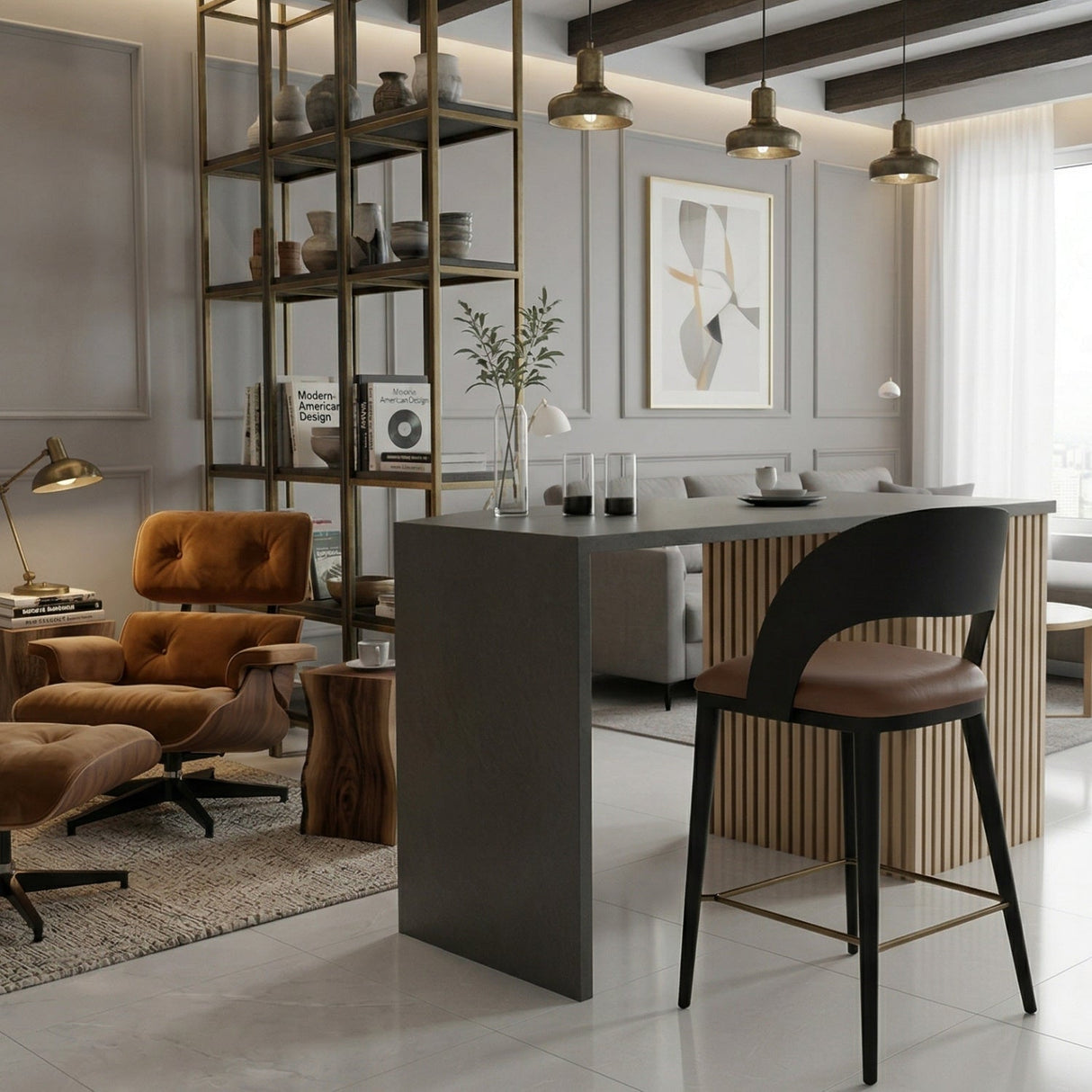Modern Metal Counter Stool by Splendido Dezirae, alternate view 2