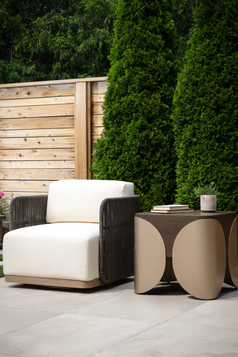 Gray Polyrod Indoor/Outdoor Swivel Chair by Splendido Ravenna Outdoor Lounge Chair, alternate view 9