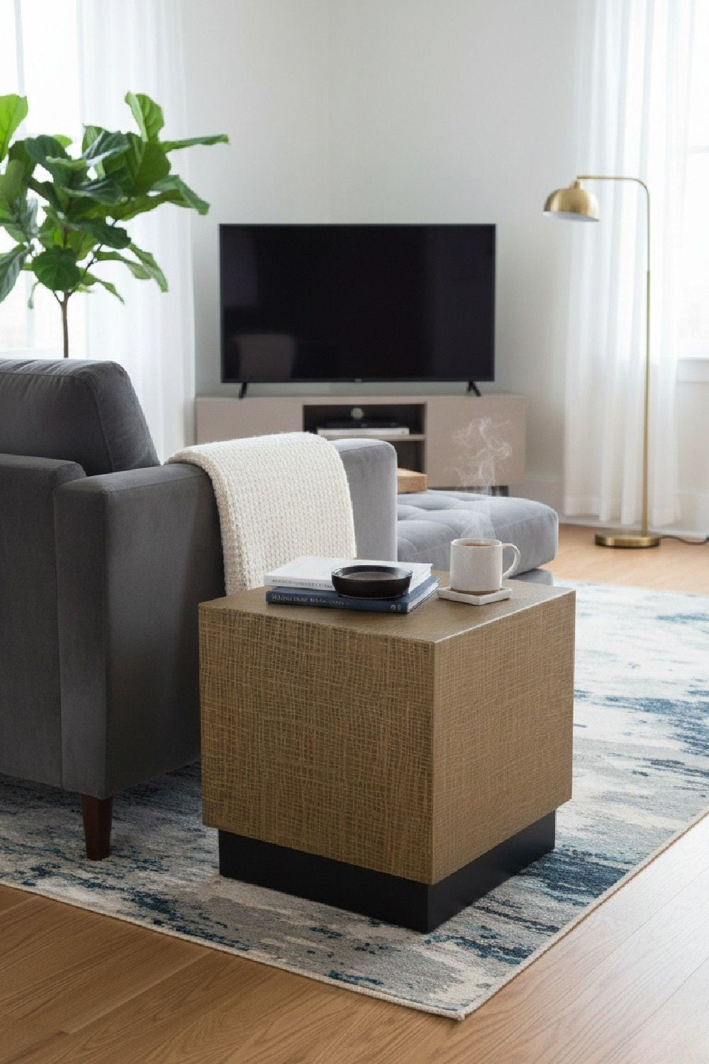 Etched Antique Brass Side Table | Oroa.com