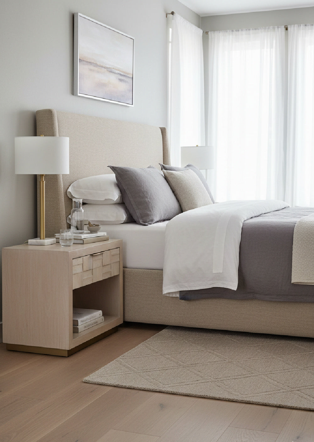 Light Oak Wood-Tile Nightstand by Splendido Akava, alternate view 2