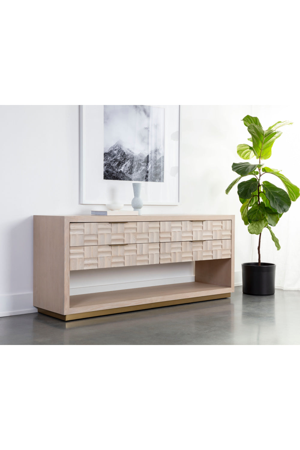 Oak Wood Tile 4-Drawer Dresser by Splendido Akava, alternate view 8