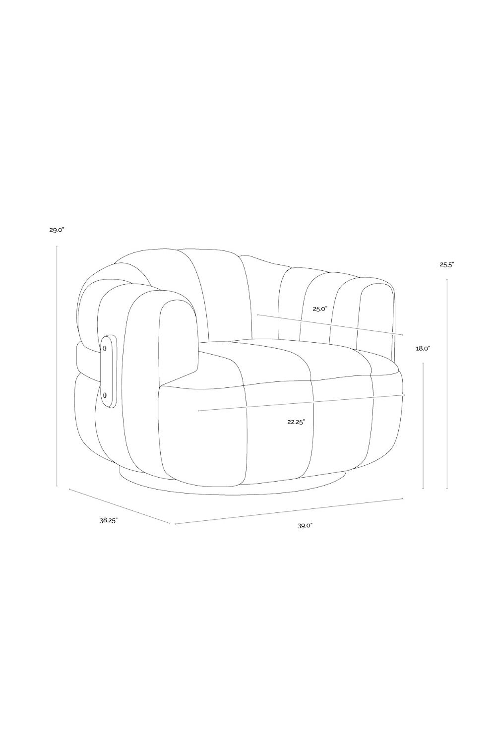 Oak Base Barrel Swivel Armchair by Splendido Tadeo Accent Chair, alternate view 22