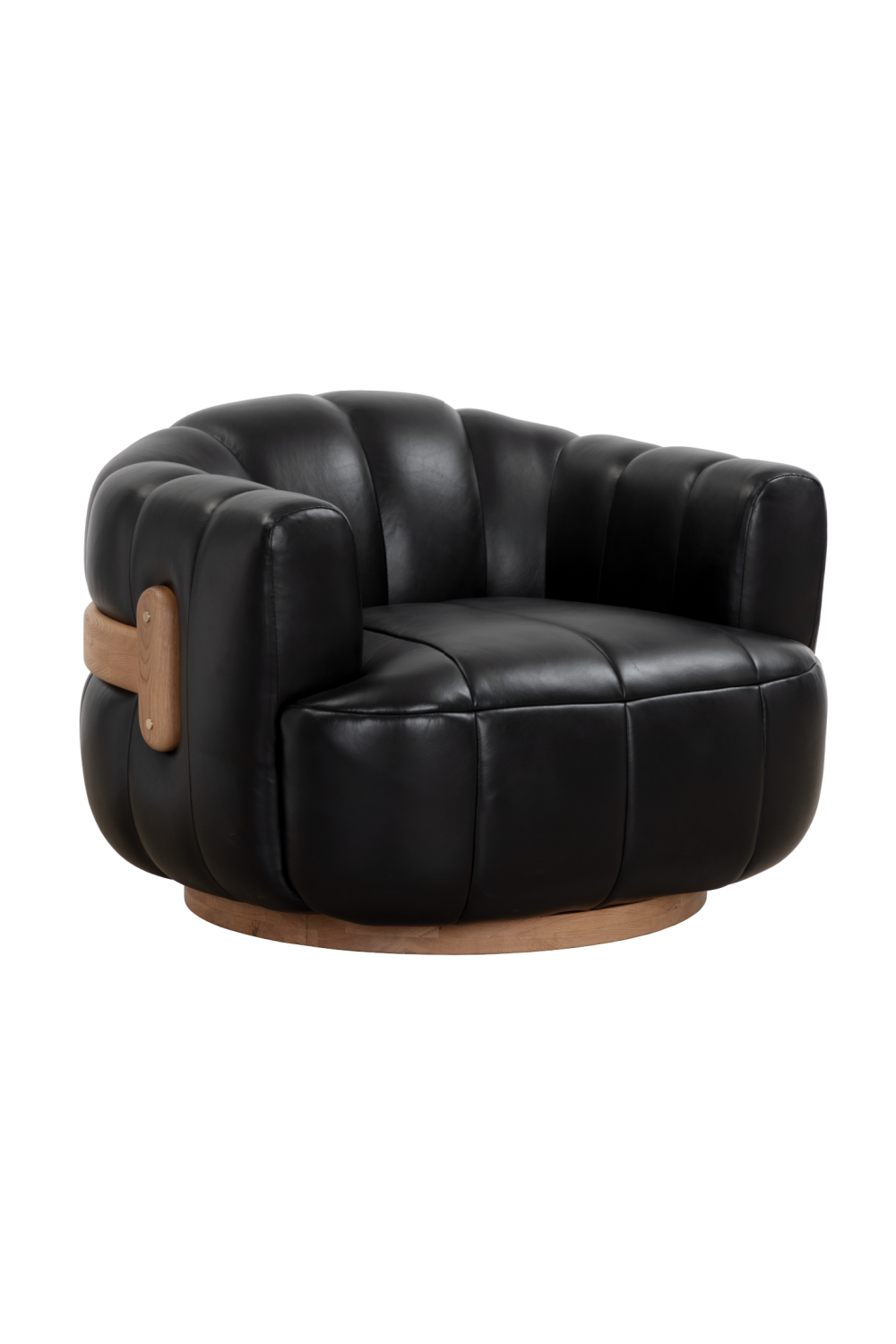 Oak Base Barrel Swivel Armchair | Splendido Tadeo