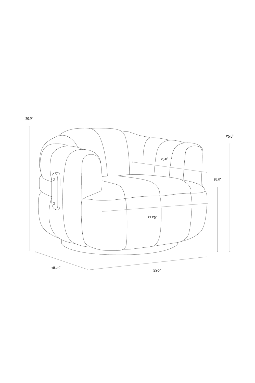 Oak Base Barrel Swivel Armchair by Splendido Tadeo Accent Chair, alternate view 9