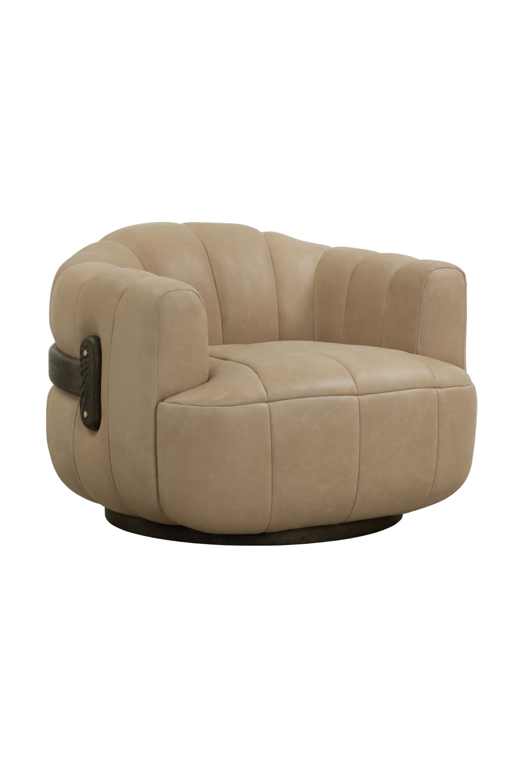 Oak Base Barrel Swivel Armchair | Splendido Tadeo