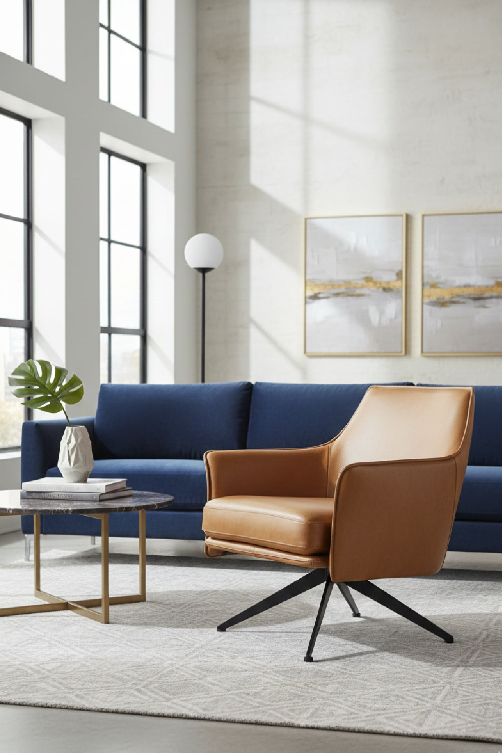 Swivel Leather Lounge Chair by Splendido Crosby Accent Chair, alternate view 2