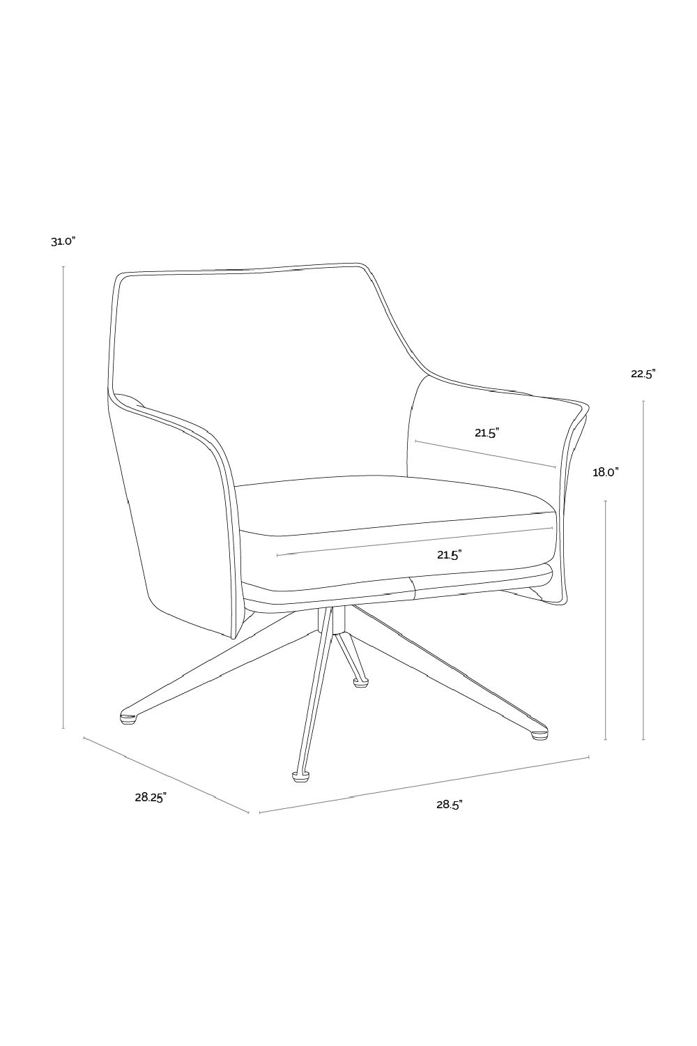 Swivel Leather Lounge Chair by Splendido Crosby Accent Chair, alternate view 9