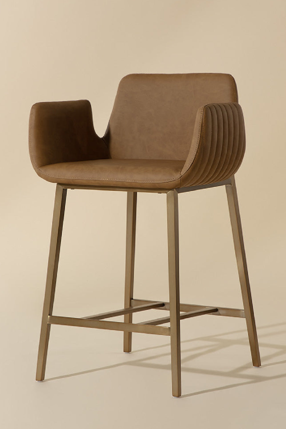 Leather-Look Channeled Arm Counter Stool by Splendido Lucano, alternate view 6