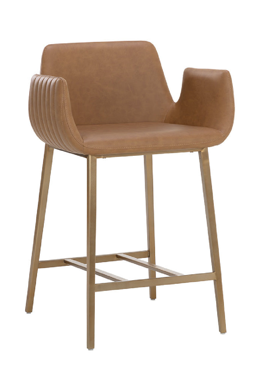 Leather-Look Channeled Arm Counter Stool by Splendido Lucano, alternate view 4