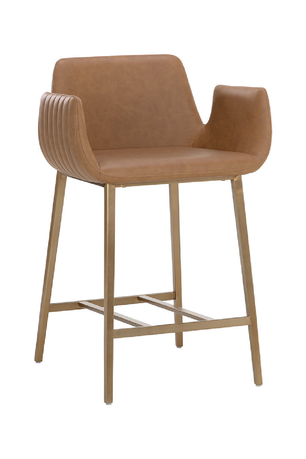 Leather-Look Channeled Arm Counter Stool by Splendido Lucano