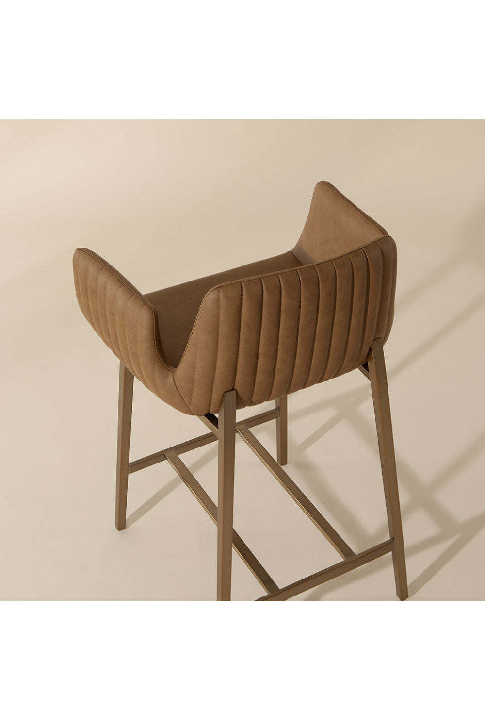 Leather-Look Channeled Arm Counter Stool by Splendido Lucano, alternate view 9