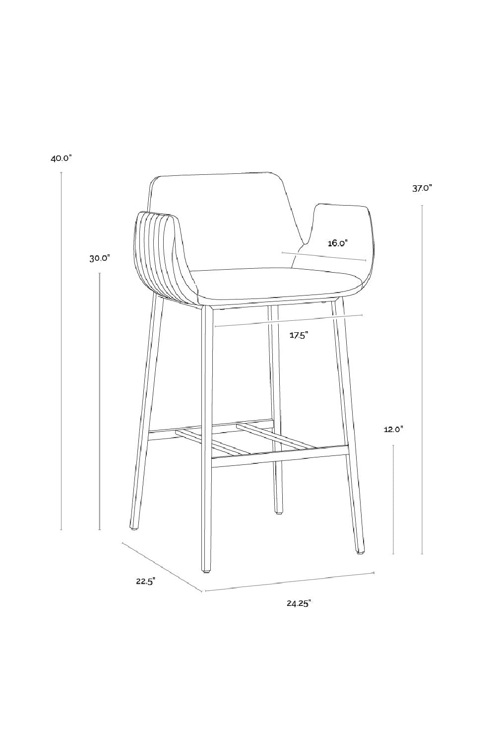 Leather-Look Channeled Arm Bar Stool by Splendido Lucano Barstool, alternate view 9