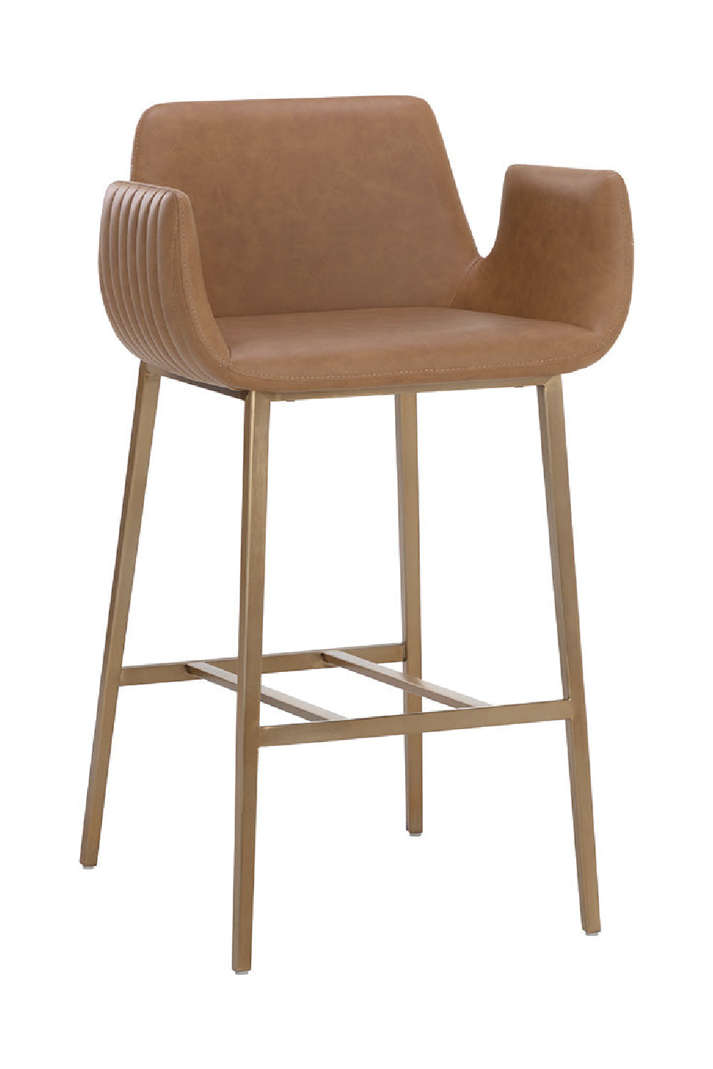Leather-Look Channeled Arm Bar Stool by Splendido Lucano Barstool