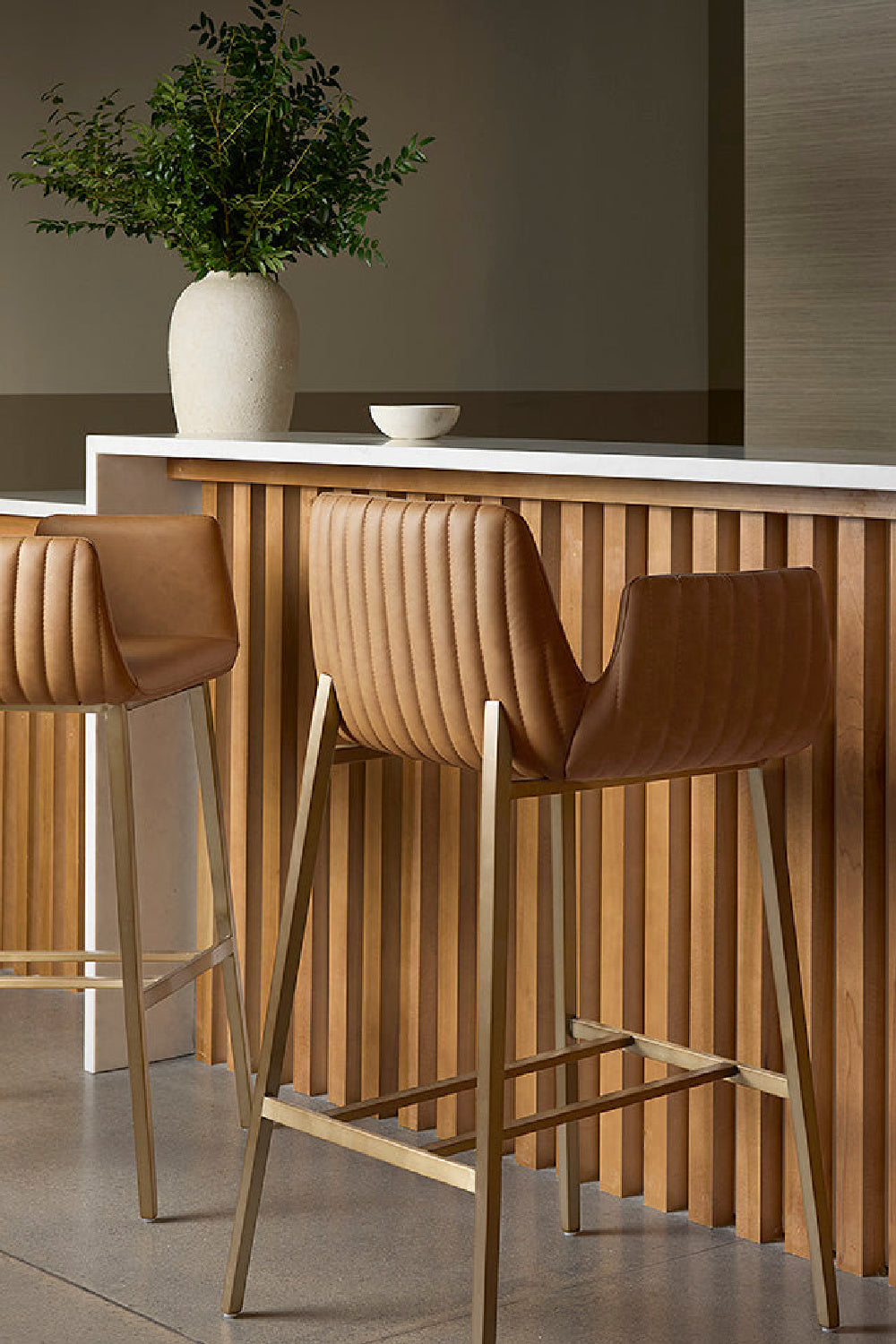 Leather-Look Channeled Arm Bar Stool by Splendido Lucano Barstool, alternate view 2