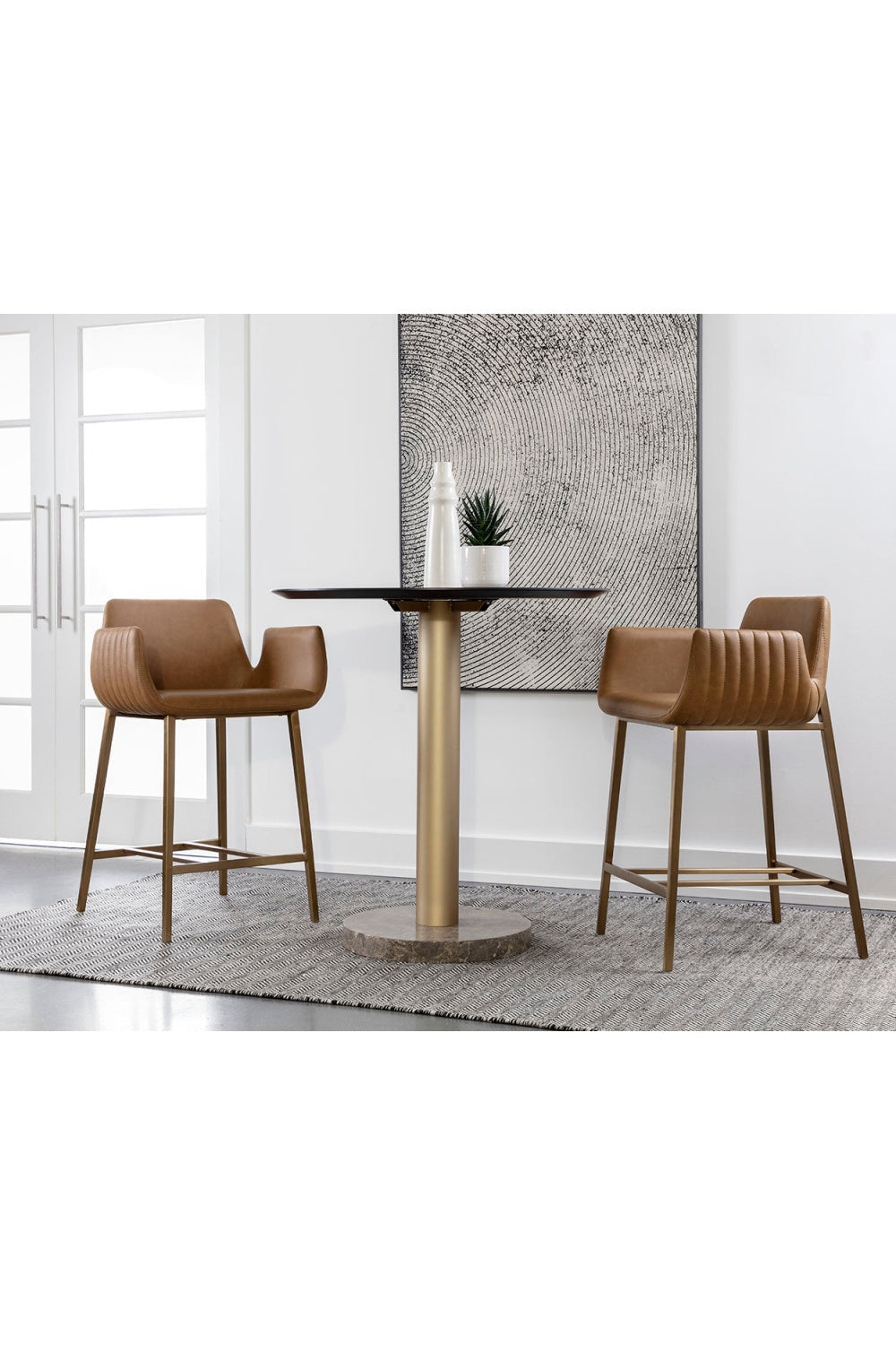 Leather-Look Channeled Arm Counter Stool by Splendido Lucano, alternate view 11