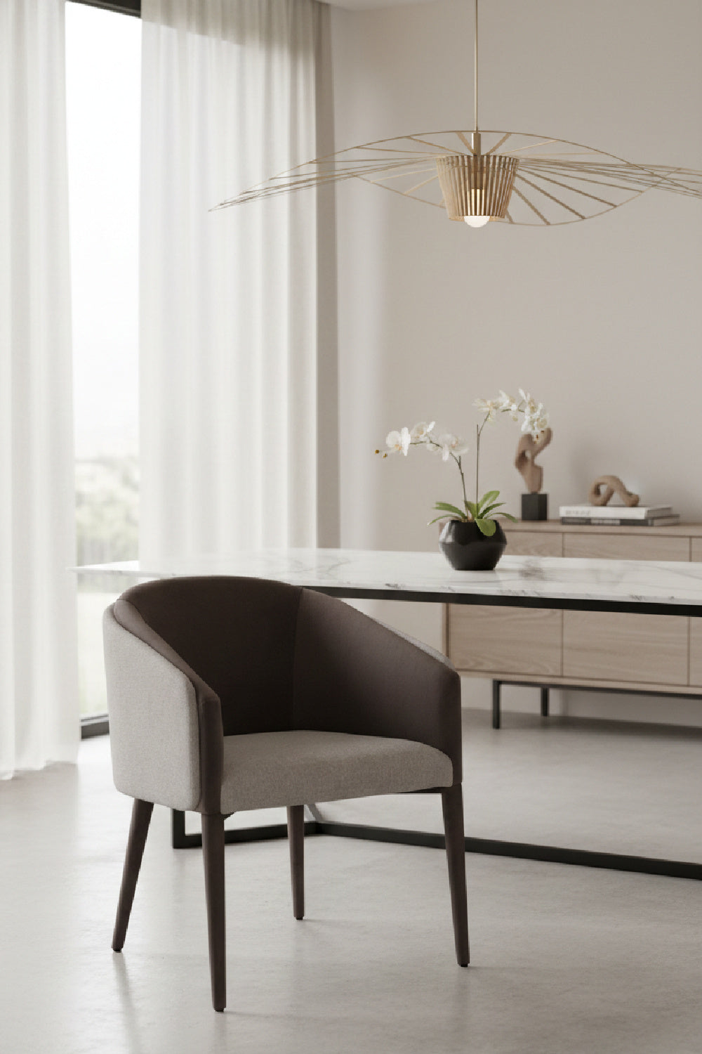 Gray Barrel-Back Dining Chair by Splendido Sheva, alternate view 2