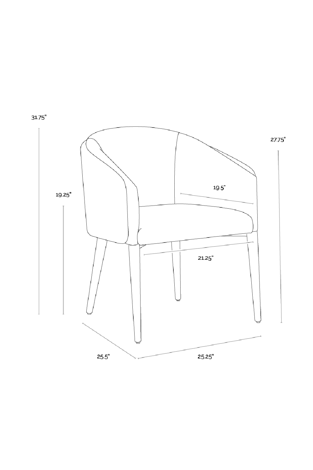 Gray Barrel-Back Dining Chair by Splendido Sheva, alternate view 9