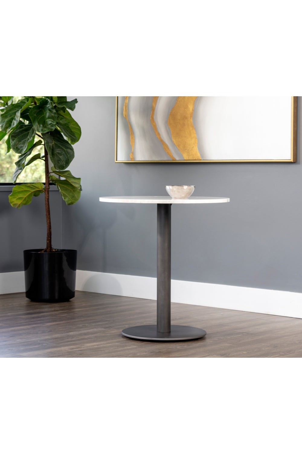 Round White Marble Bistro Table by Splendido Suki Dining Table, alternate view 7