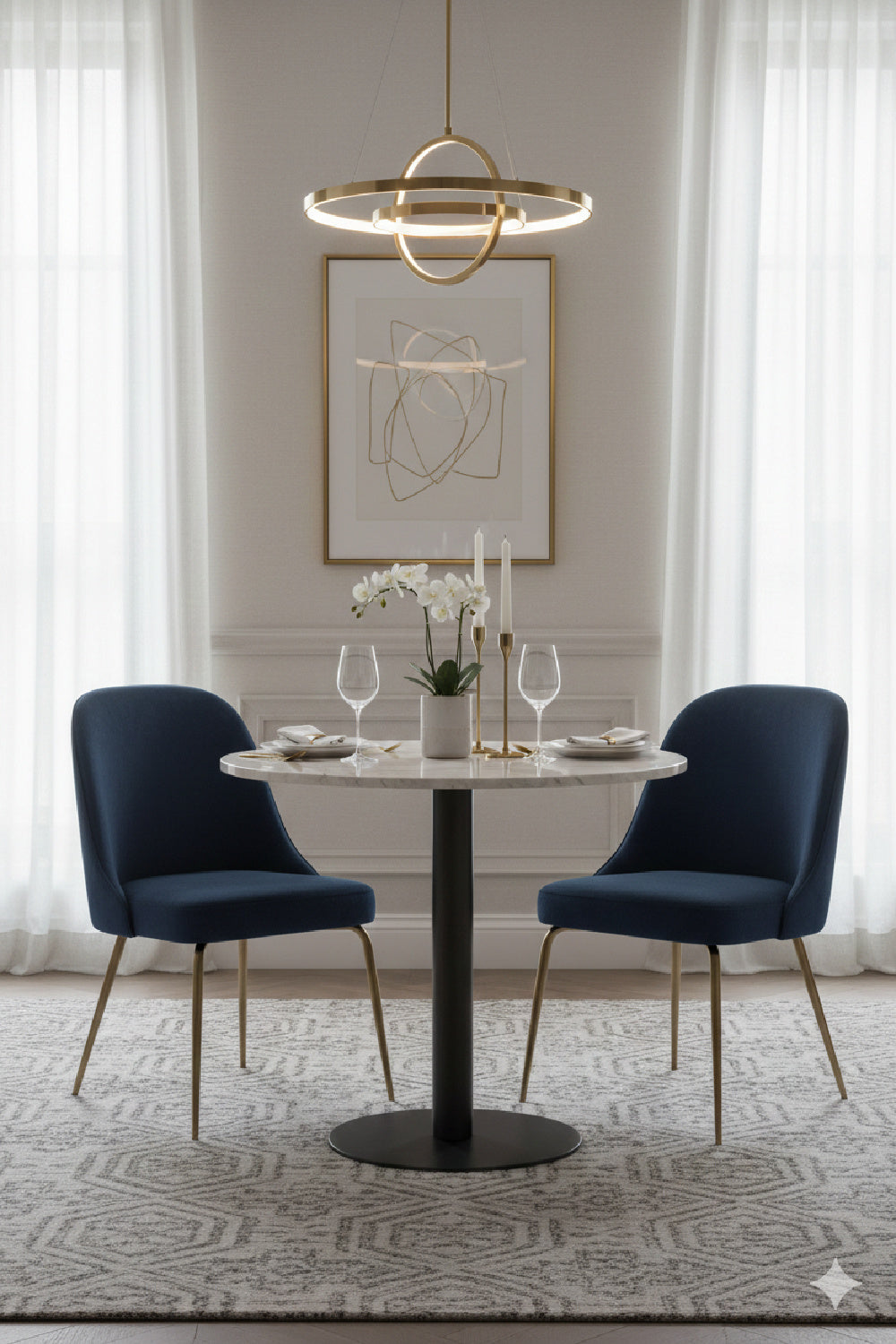 Round White Marble Bistro Table by Splendido Suki Dining Table, alternate view 2