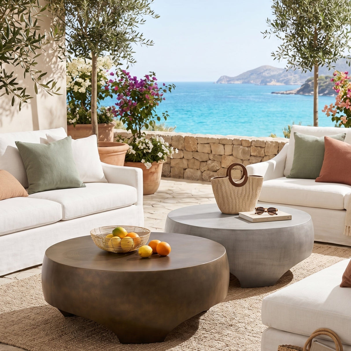 Round Indoor/Outdoor Coffee Table with Open Arches by Splendido Tarsus, alternate view 2