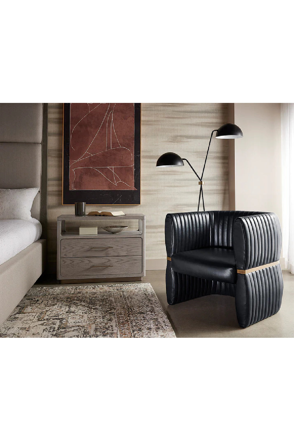 Leather Channeled Lounge Chair by Splendido Tryor Accent Chair, alternate view 27