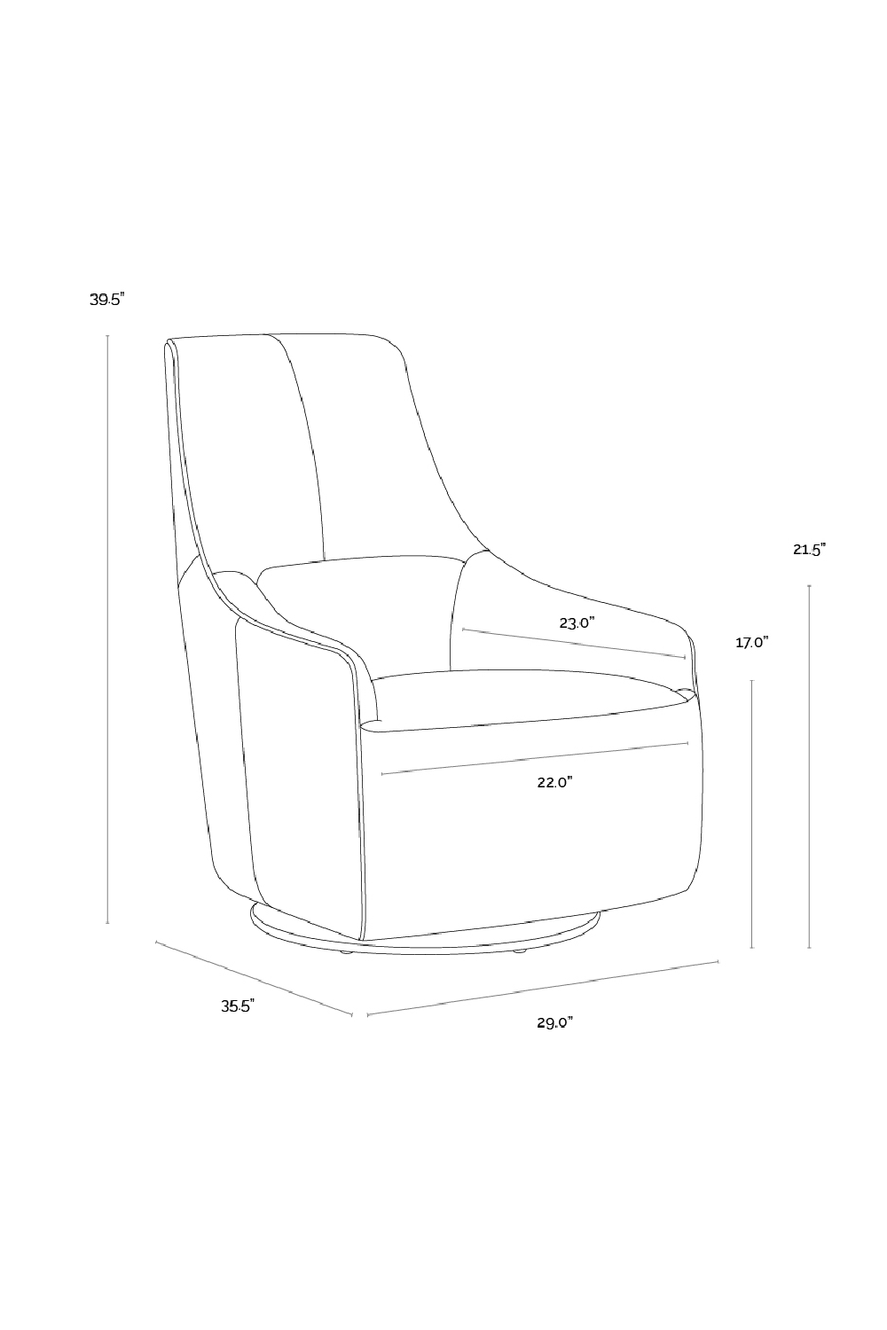 High Back Leather Swivel Chair by Splendido Carmine Accent Chair, alternate view 7