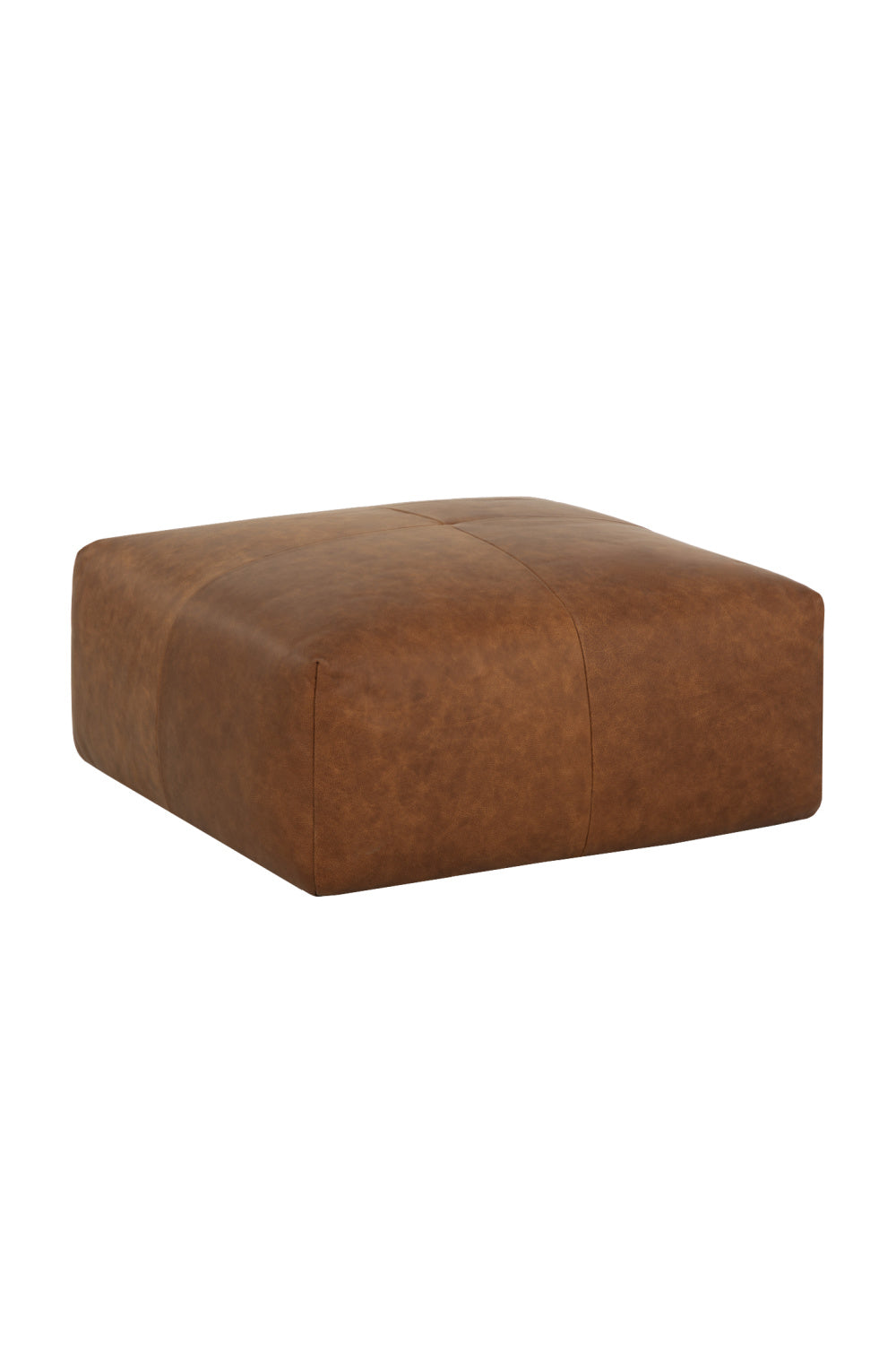 Brown Leather Square Ottoman by Splendido Elio, alternate view 3