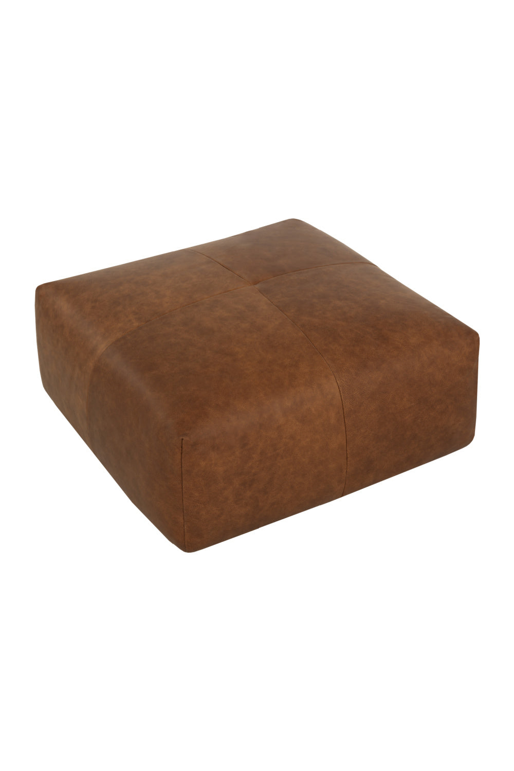 Brown Leather Square Ottoman by Splendido Elio, alternate view 4