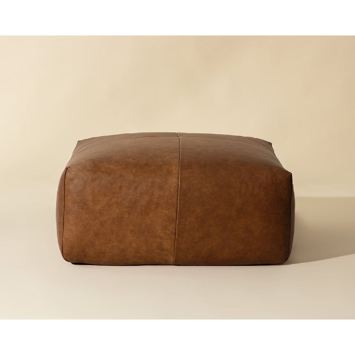 Brown Leather Square Ottoman by Splendido Elio, alternate view 5
